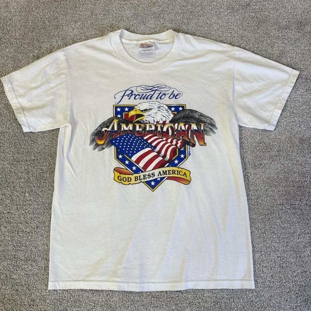 Proud to Be American T-Shirt Hanes Heavyweight Small USA Patriotic